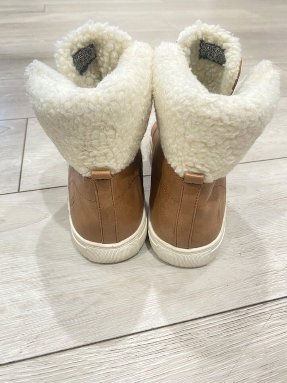 Nautica Keelen 2 High Top Sneaker Boots Faux Fur Lined Tan Size 8 - Picture 5 of 7
